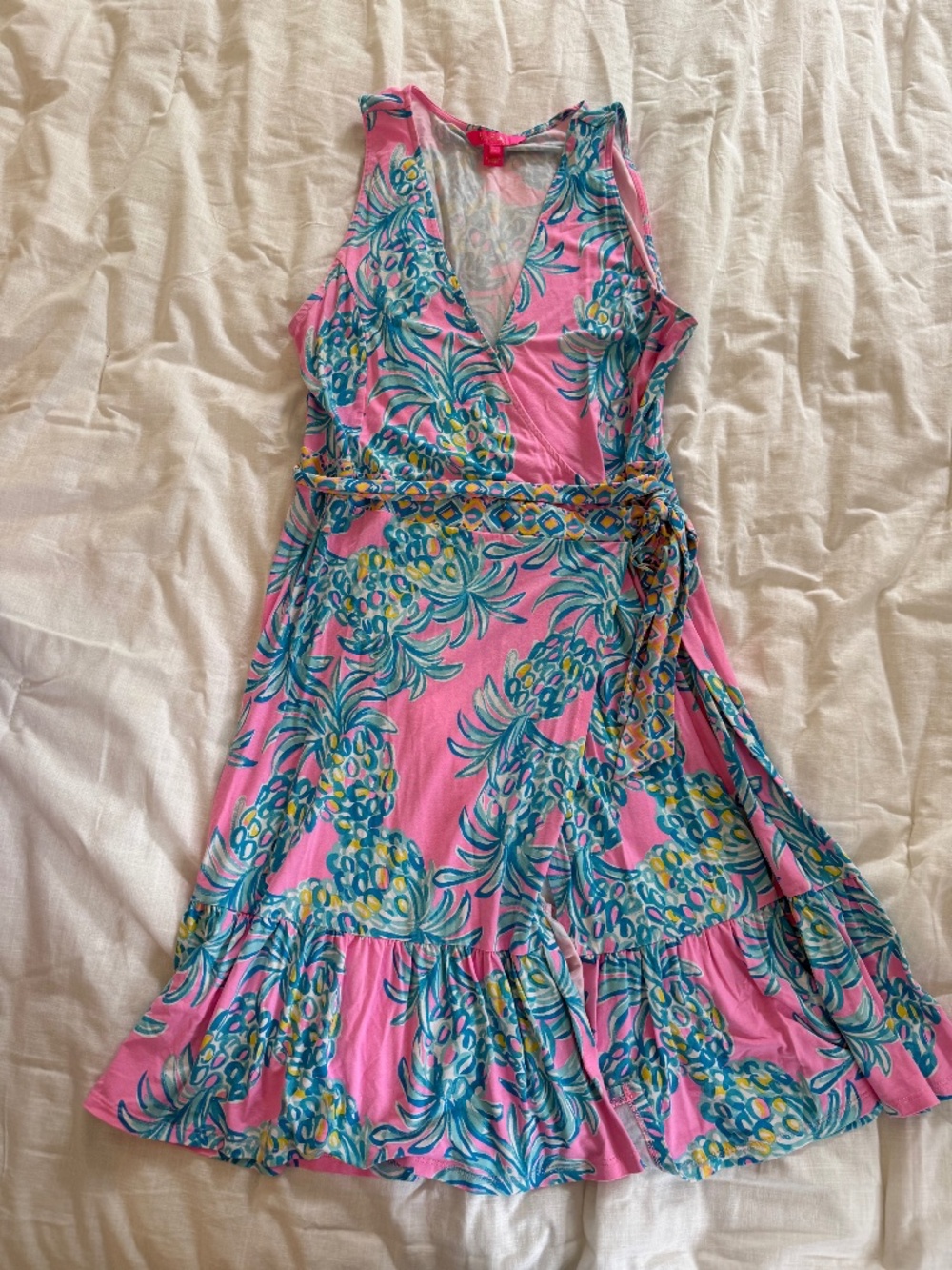Lilly Pulitzer Misha Wrap Dress Pelican Pink Beat The Heat Pineapple